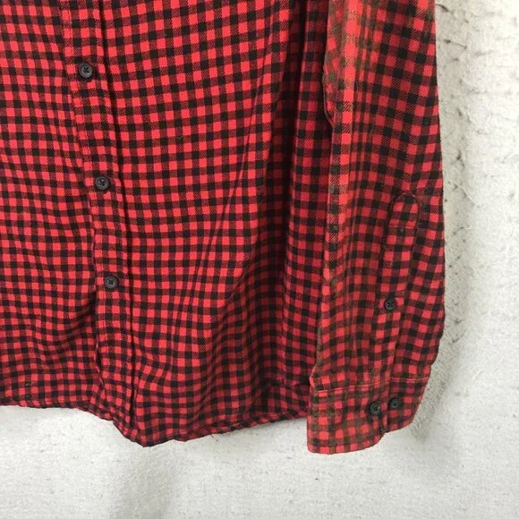 Timber June Shirt Large Red Check Flannel Evil Eye Sequin Back Boho Graphic - Picture 12 of 16